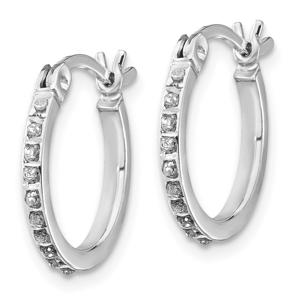 Diamond Fascination Diamond Mystique Sterling Silver Platinum-plated Diamond Hoop Earrings and Hinged Bangle Set