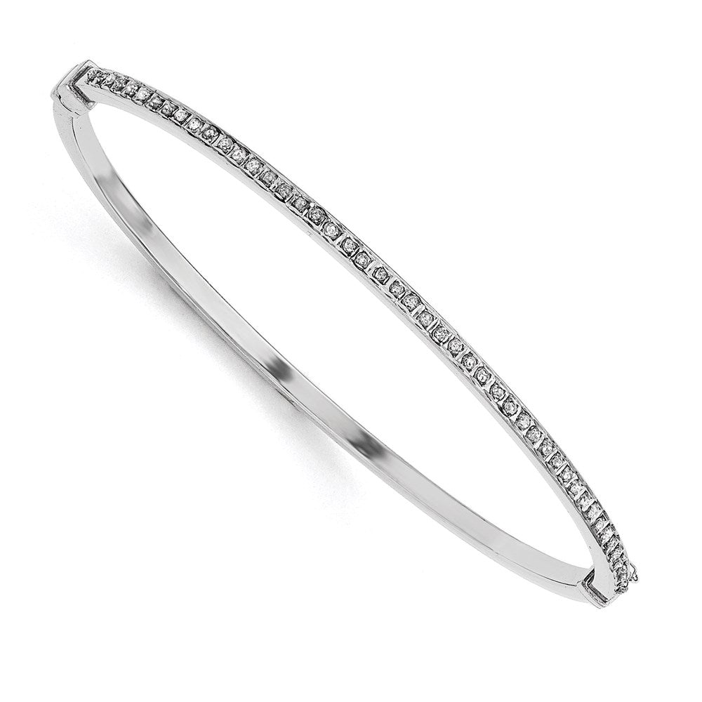 Diamond Fascination Diamond Mystique Sterling Silver Platinum-plated Diamond Hoop Earrings and Hinged Bangle Set