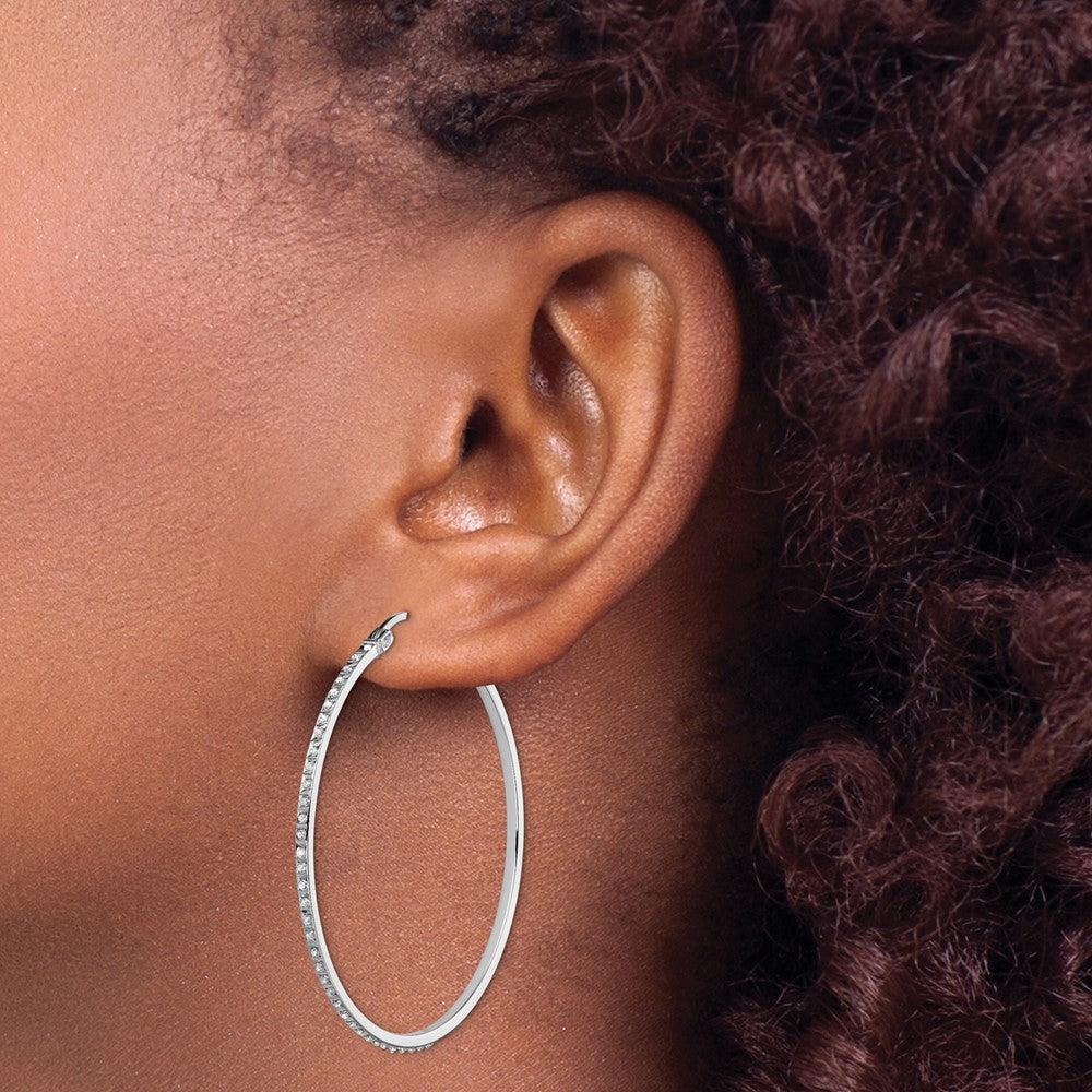 Diamond Fascination Diamond Mystique Sterling Silver Platinum-plated Diamond Round Hoop Earrings