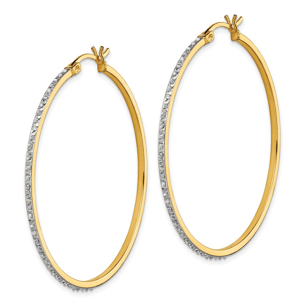Diamond Fascination Diamond Mystique Sterling Silver 18K Gold-plated Diamond Round Hoop Earrings