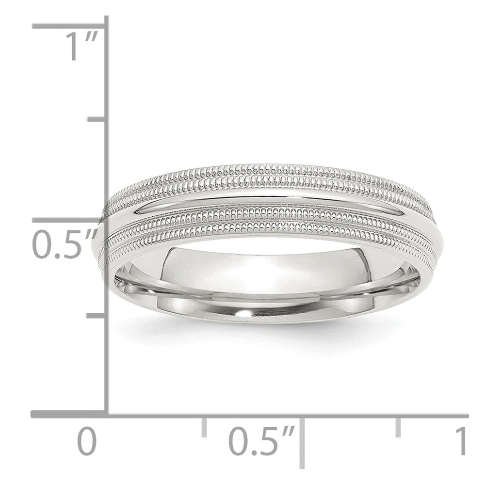 Sterling Silver 5mm Comfort Fit Double Milgrain Size 6 Band
