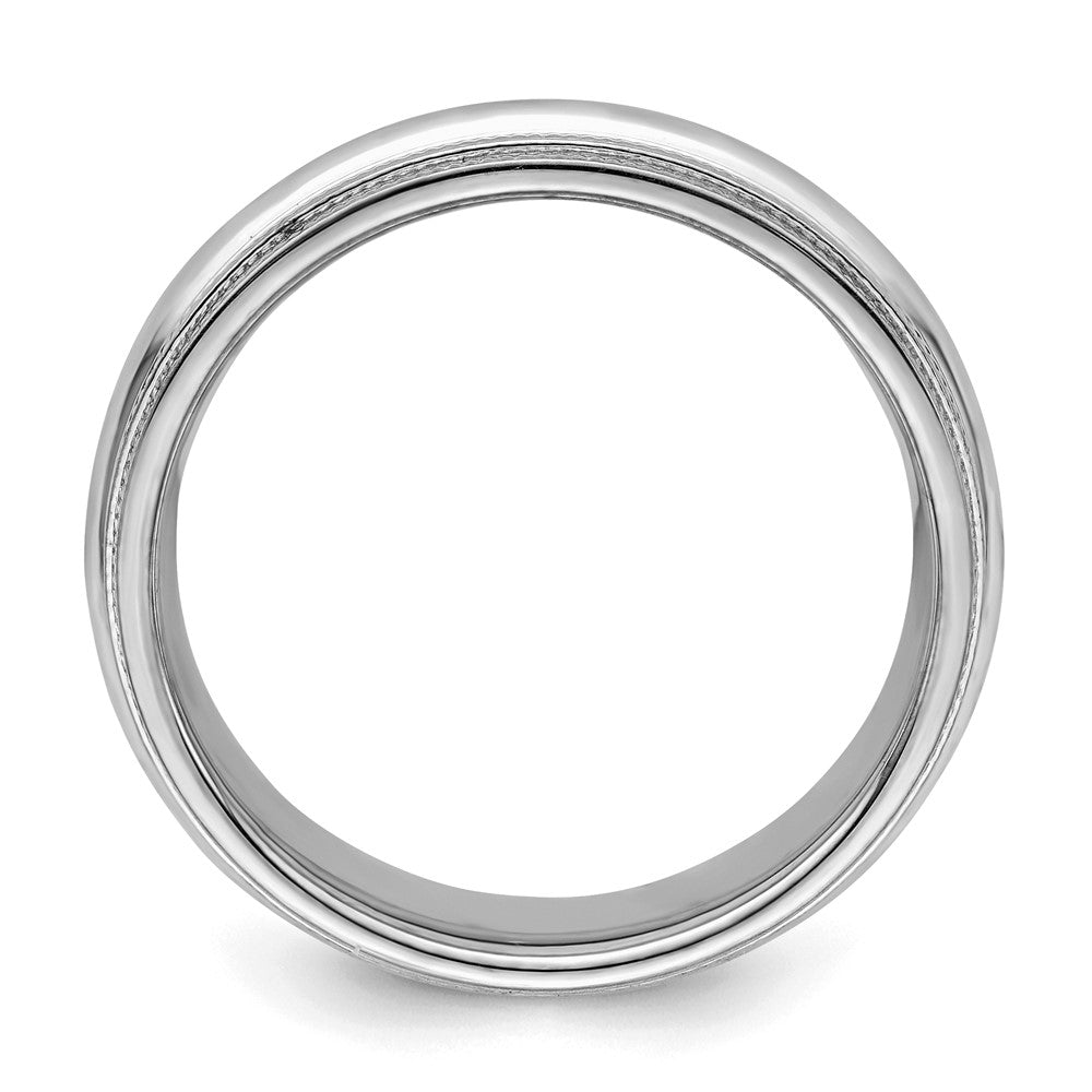 Sterling Silver Rhodium 6mm Comfort Fit Double Milgrain Size 7 Band