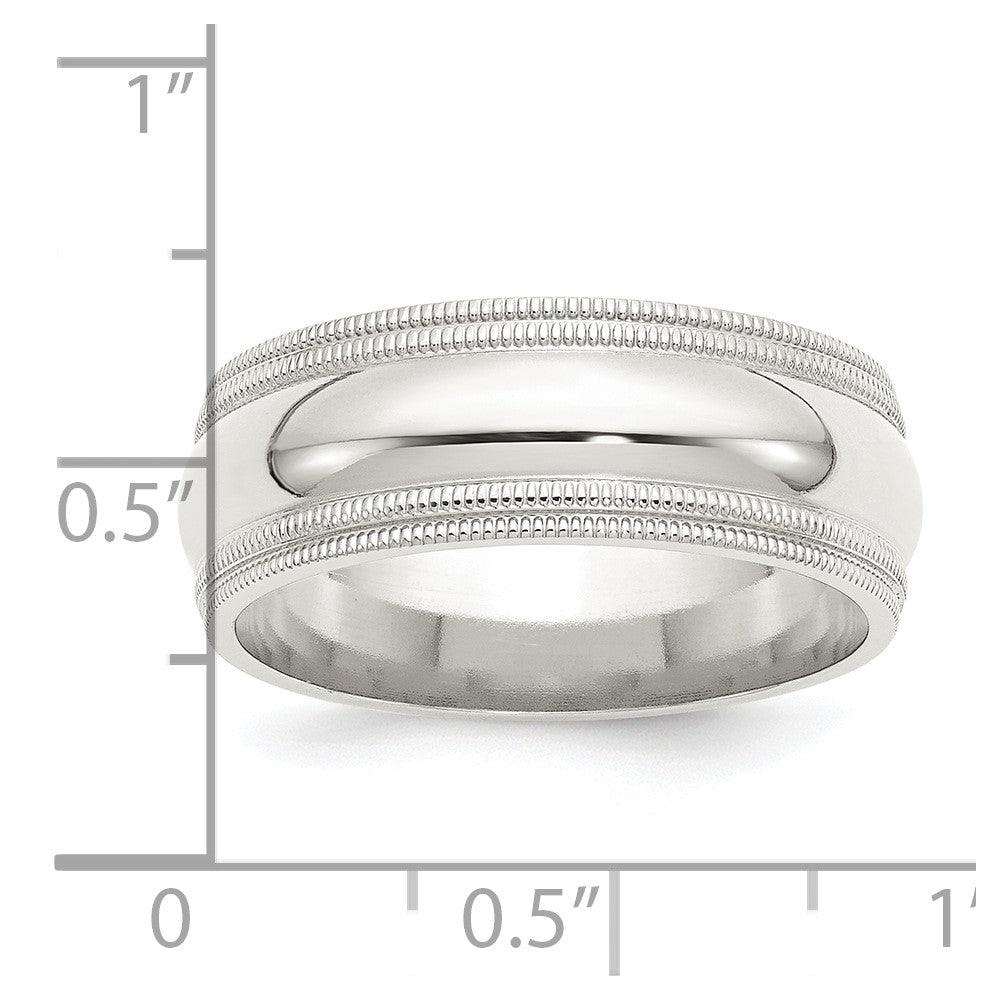 Sterling Silver 8mm Comfort Fit Double Milgrain Size 5.5 Band