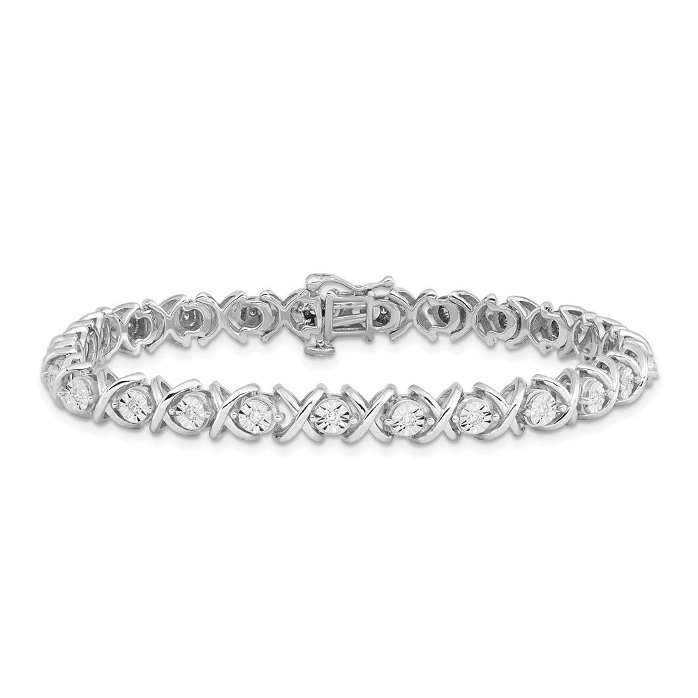 Sterling Silver Rhodium-plated Diam. X Bracelet