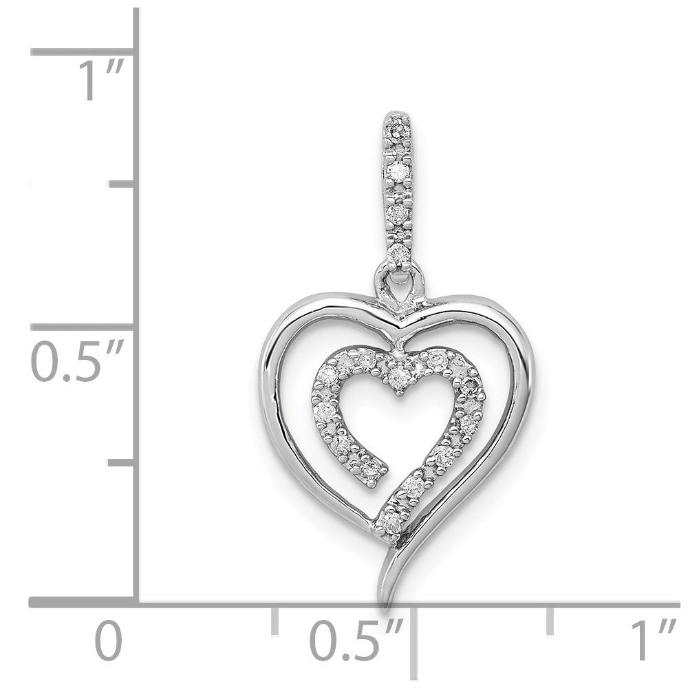 Sterling Silver Rhodium Diam. Heart Pendant