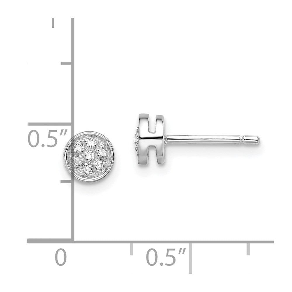 Sterling Silver Rhodium-plated White Night Diamond Circle Post Earrings
