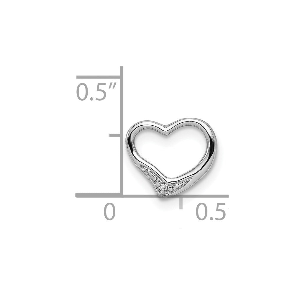 Sterling Silver Rhodium Diamond Floating Heart Pendant