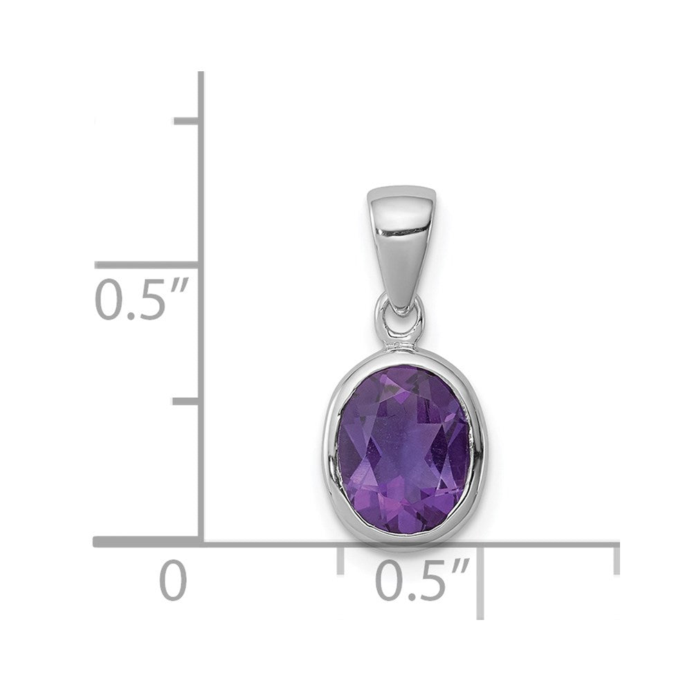 Sterling Silver Rhodium Planted Amethyst Pendant