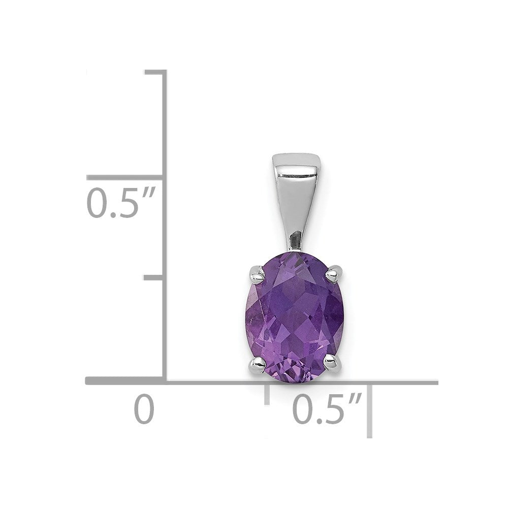Sterling Silver Rhodium Plated Amethyst Pendant