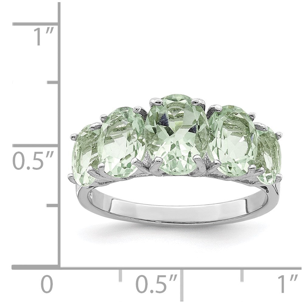Sterling Silver Rhodium Green Quartz Ring