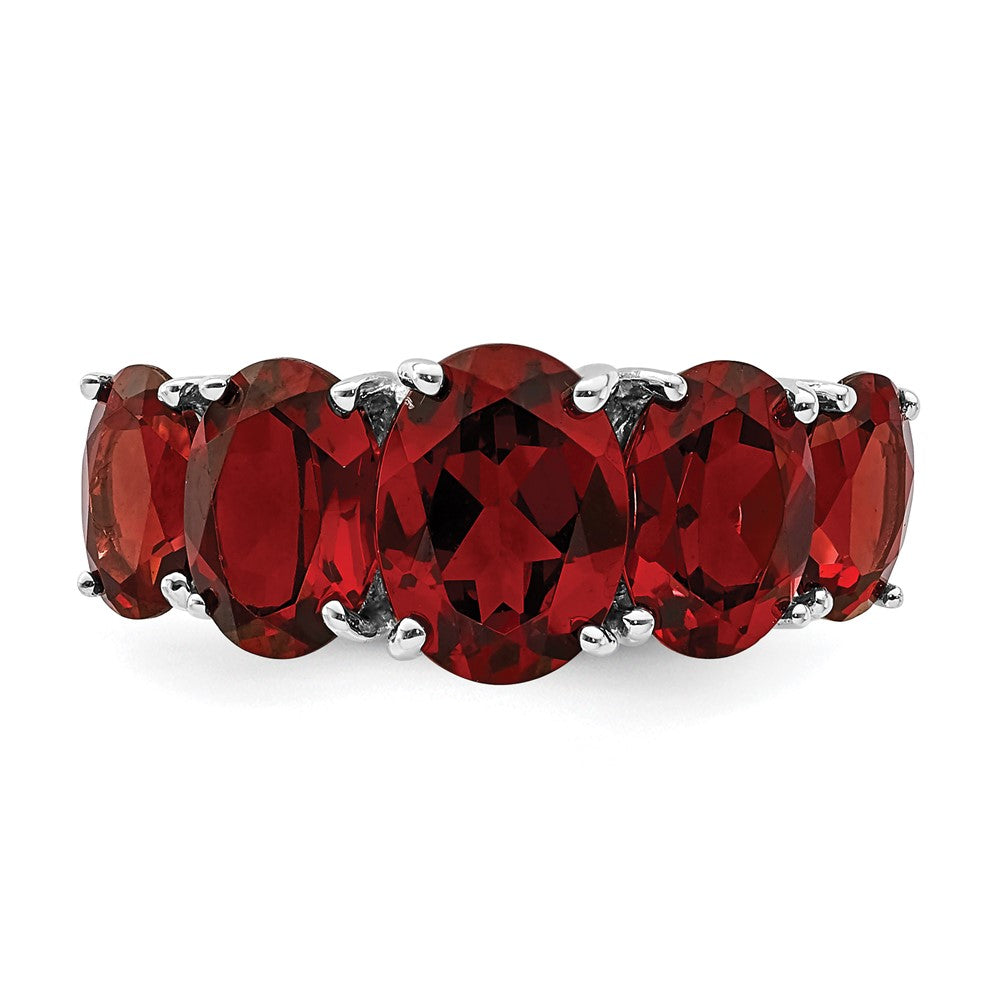Sterling Silver Rhodium-plated Garnet Ring