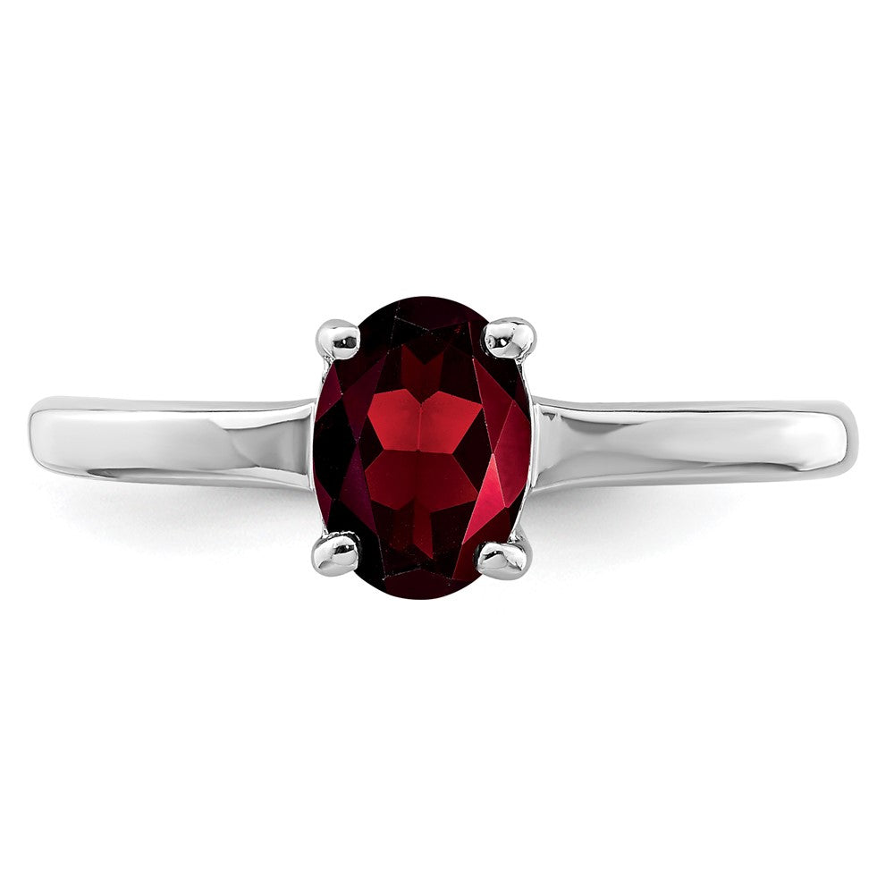 Sterling Silver Rhodium Garnet Ring