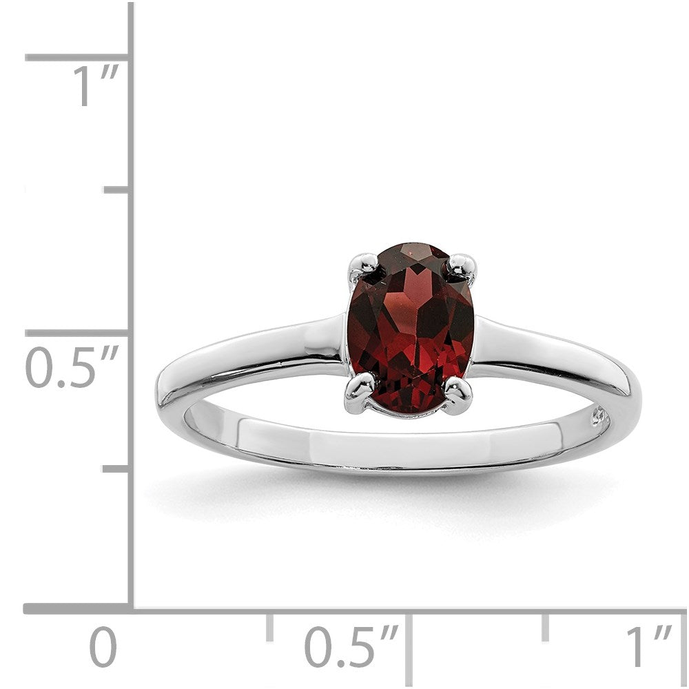 Sterling Silver Rhodium Garnet Ring