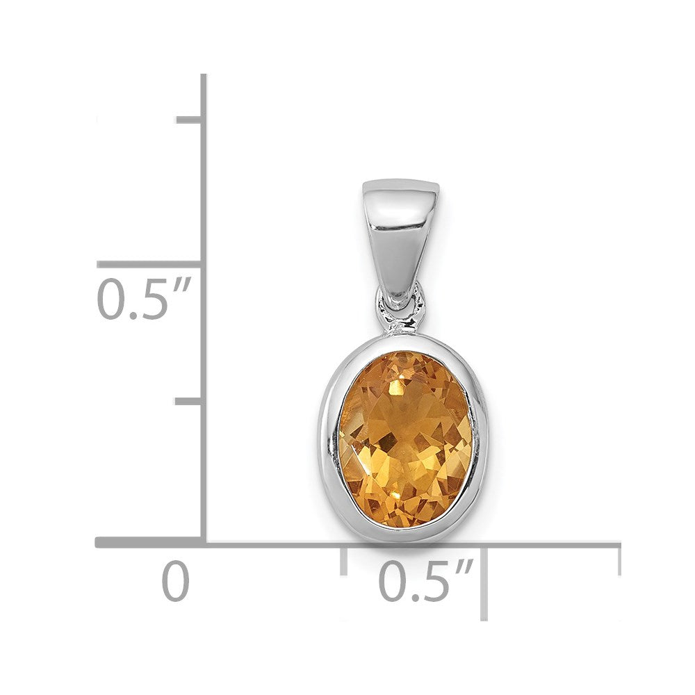 Sterling Silver Rhodium Citrine Pendant