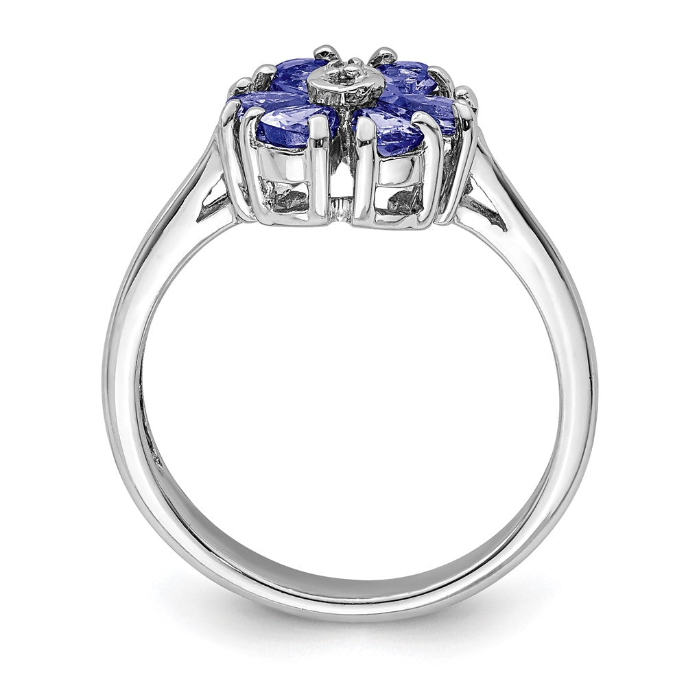 Sterling Silver Rhodium Tanzanite & Diam. Ring