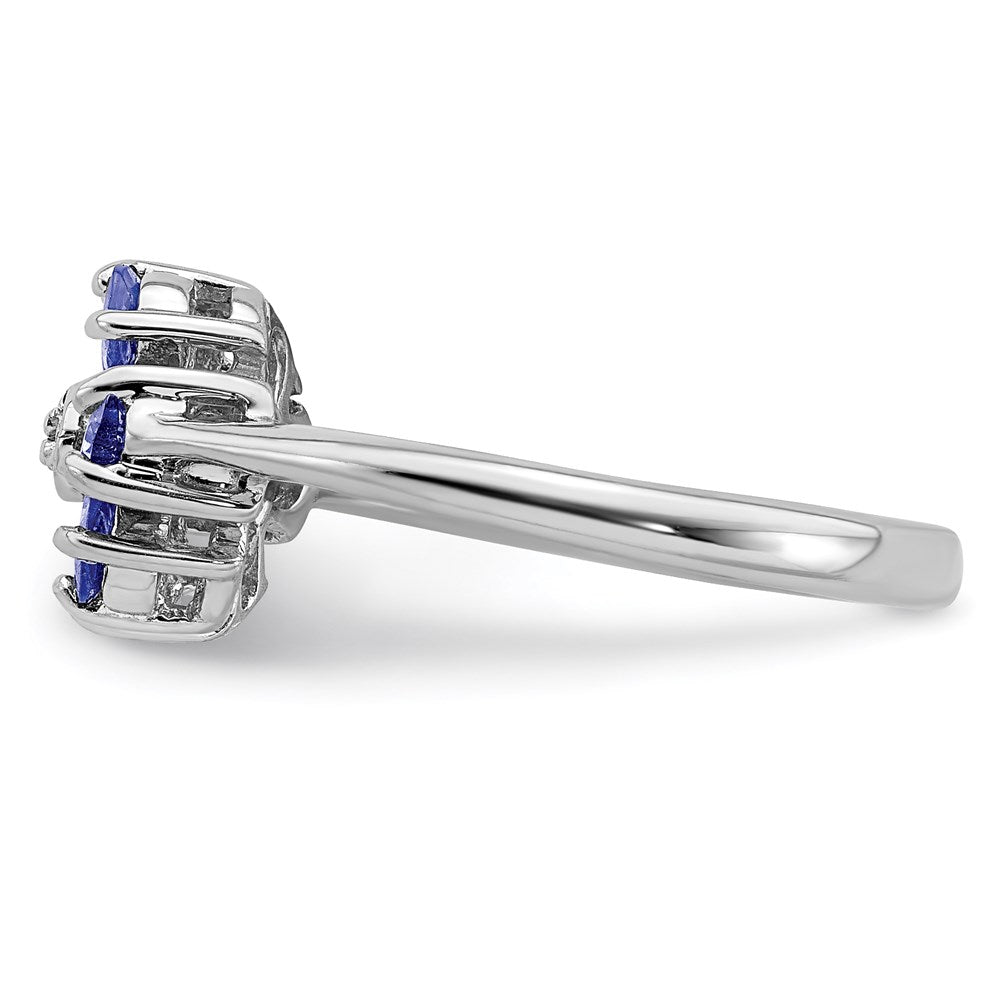 Sterling Silver Rhodium Tanzanite & Diam. Ring