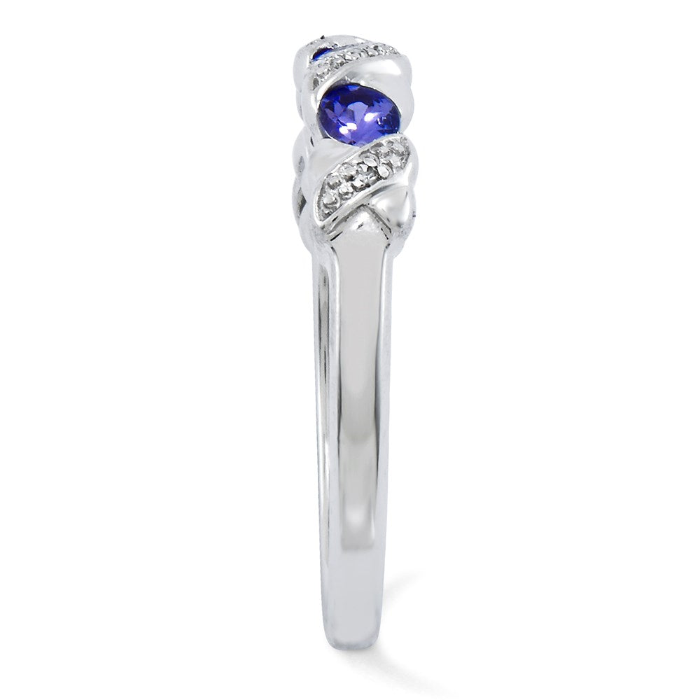 Sterling Silver Rhodium Tanzanite & Diam. Ring