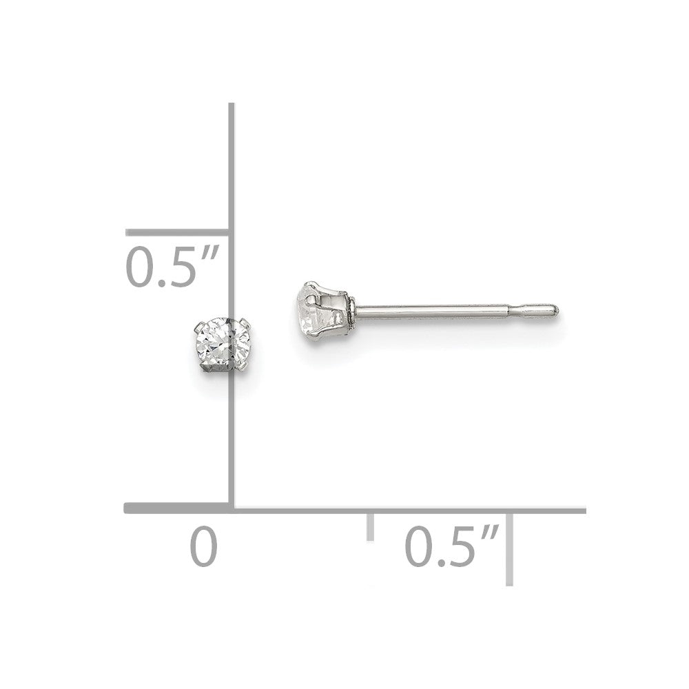 Sterling Silver Polished Children's 2.5mm Round Snap Set CZ Stud Earrings