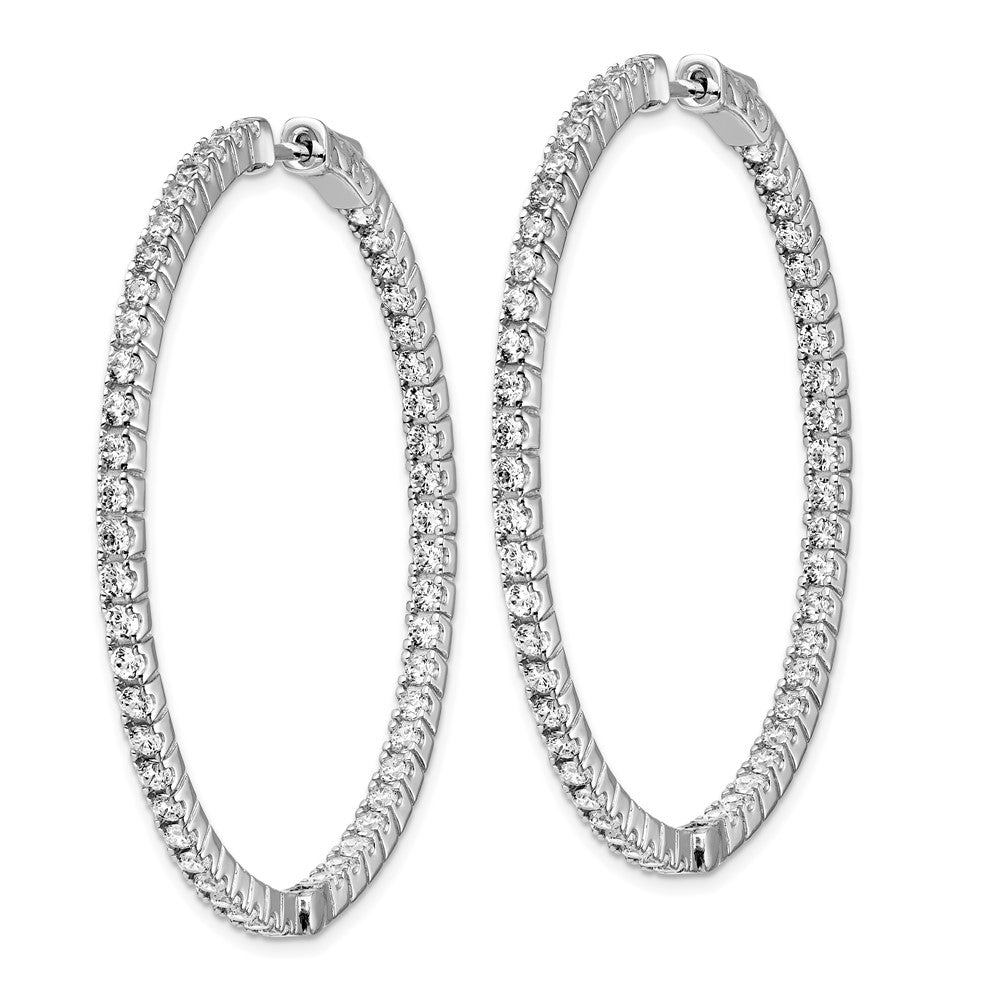 Sterling Shimmer Sterling Silver Rhodium-plated 100 Stone 1.9mm CZ In and Out Round Hinged Hoop Earrings