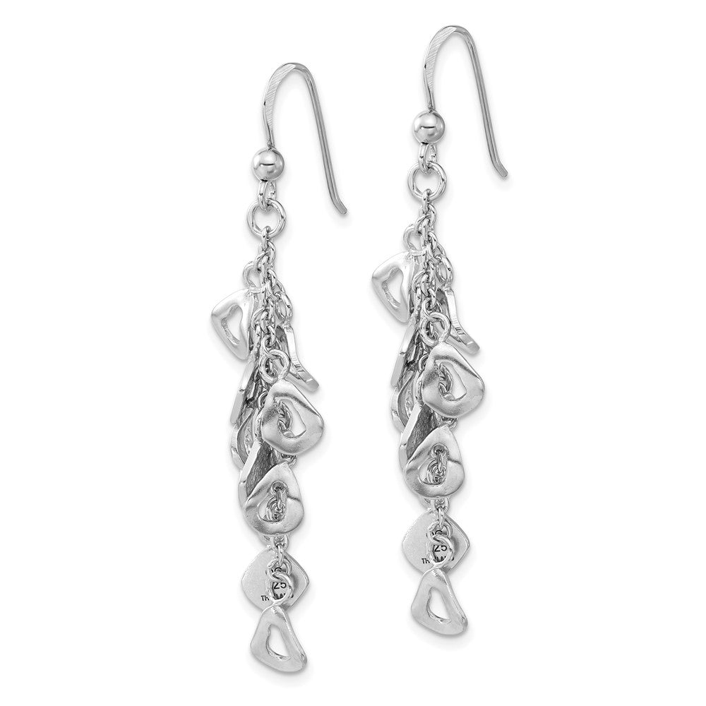 Sterling Silver Polished & Textured Contemporary Charm Dangle Earrings