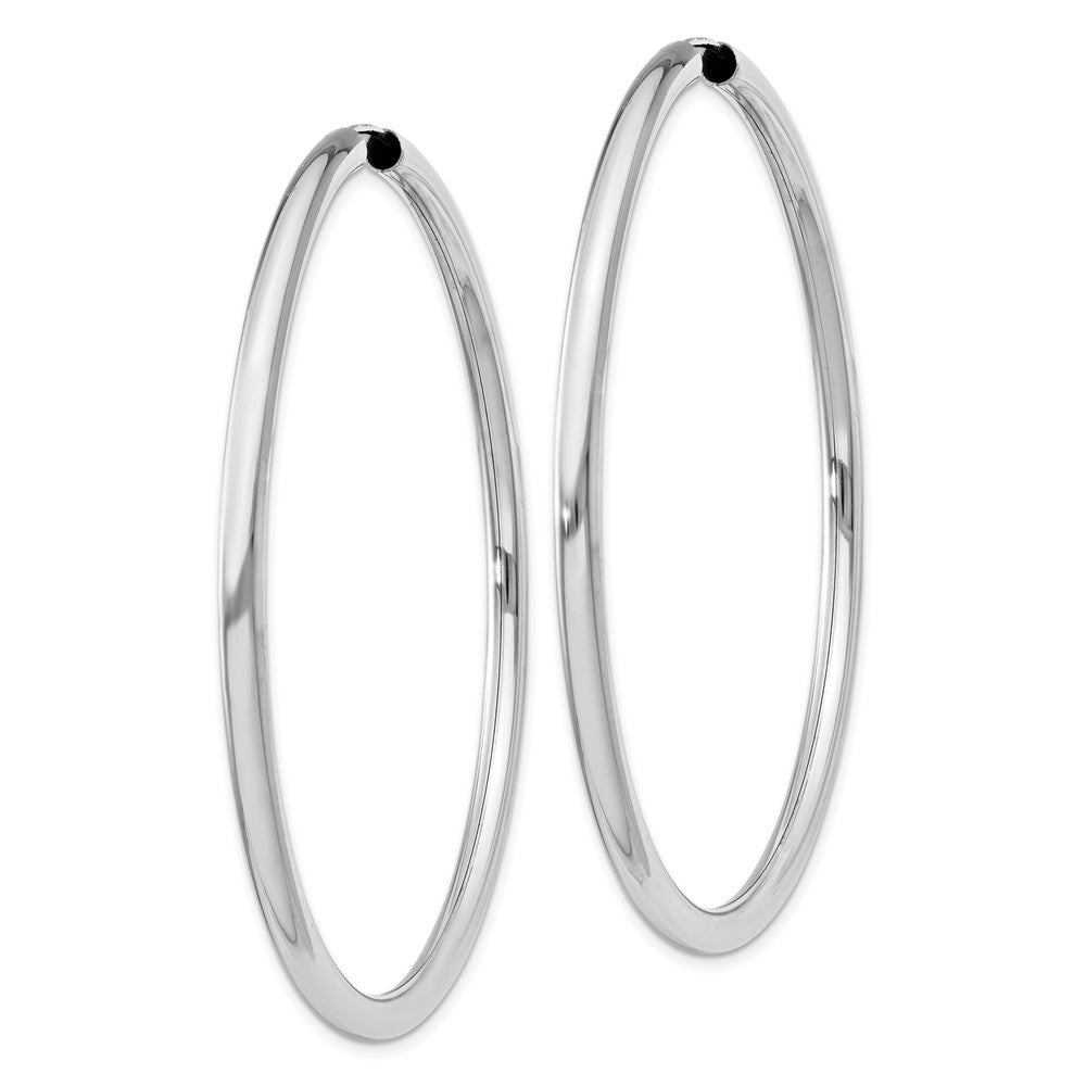 Sterling Silver Rhodium-plated 3x60mm Endless Tube Hoop Earrings