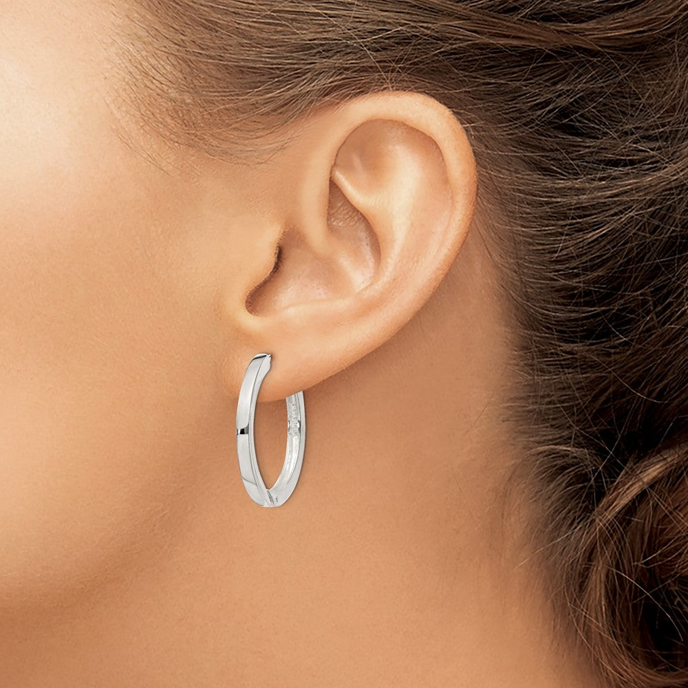 Sterling Silver 2.5x25mm Hinged Hoop Earrings