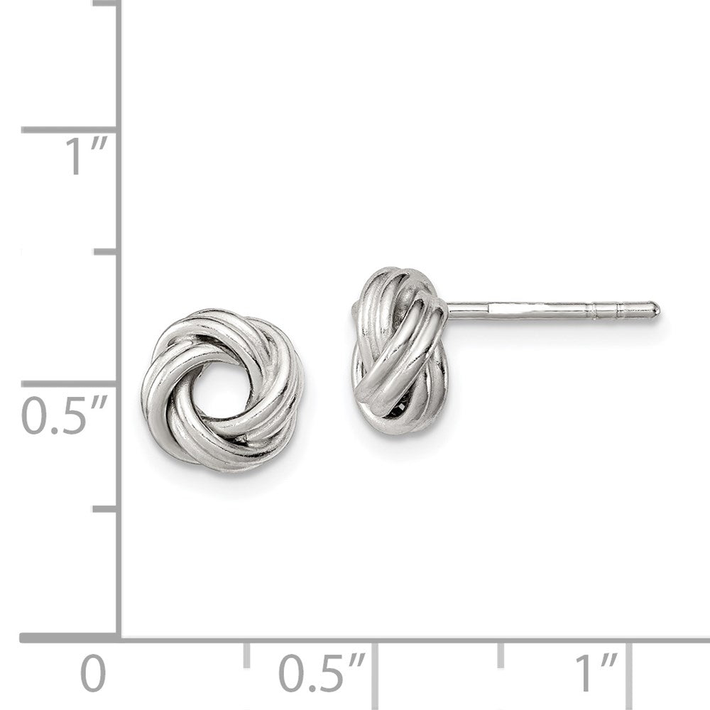 Sterling Silver Rhodium-plated Polished Love Knot Post Earrings