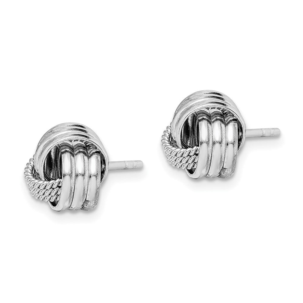 Sterling Silver Rhodium-plated Polished Twisted Knot Post Earrings
