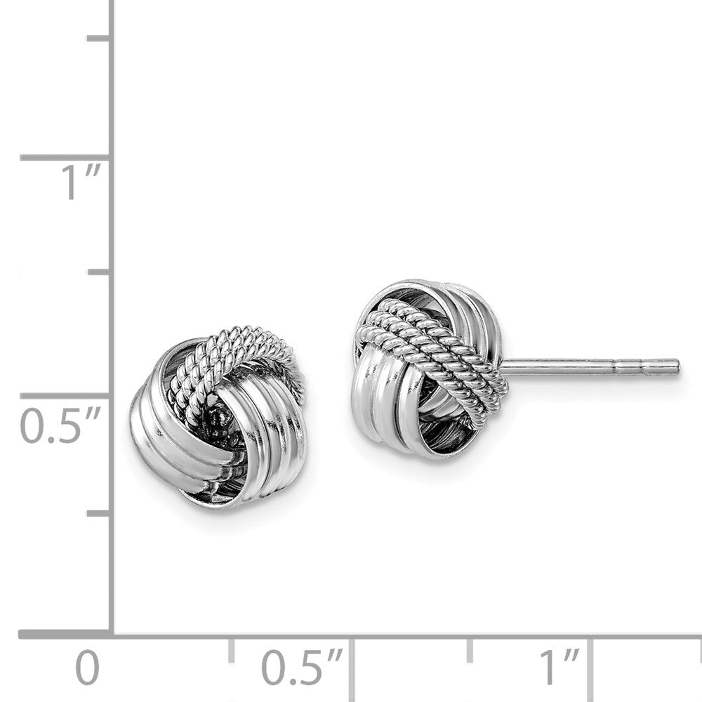 Sterling Silver Rhodium-plated Polished Twisted Knot Post Earrings