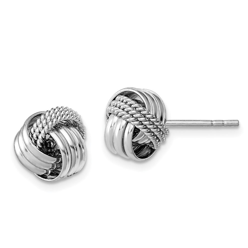 Sterling Silver Rhodium-plated Polished Twisted Knot Post Earrings