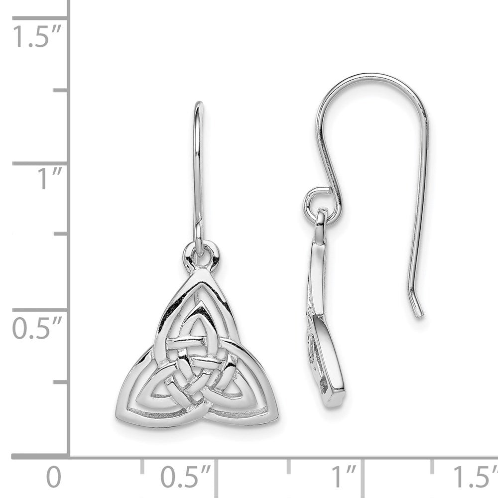 Sterling Silver Rhodium-plated Polished Celtic Knot Dangle Earrings