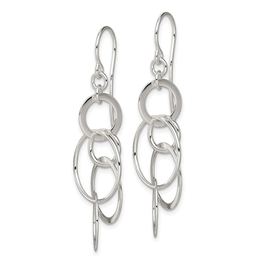 Sterling Silver Polished Intertwined Circles Dangle Earrings