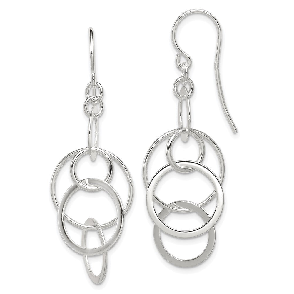 Sterling Silver Polished Intertwined Circles Dangle Earrings
