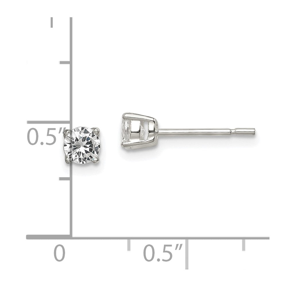 Sterling Silver Polished 4mm Round CZ Stud Earrings