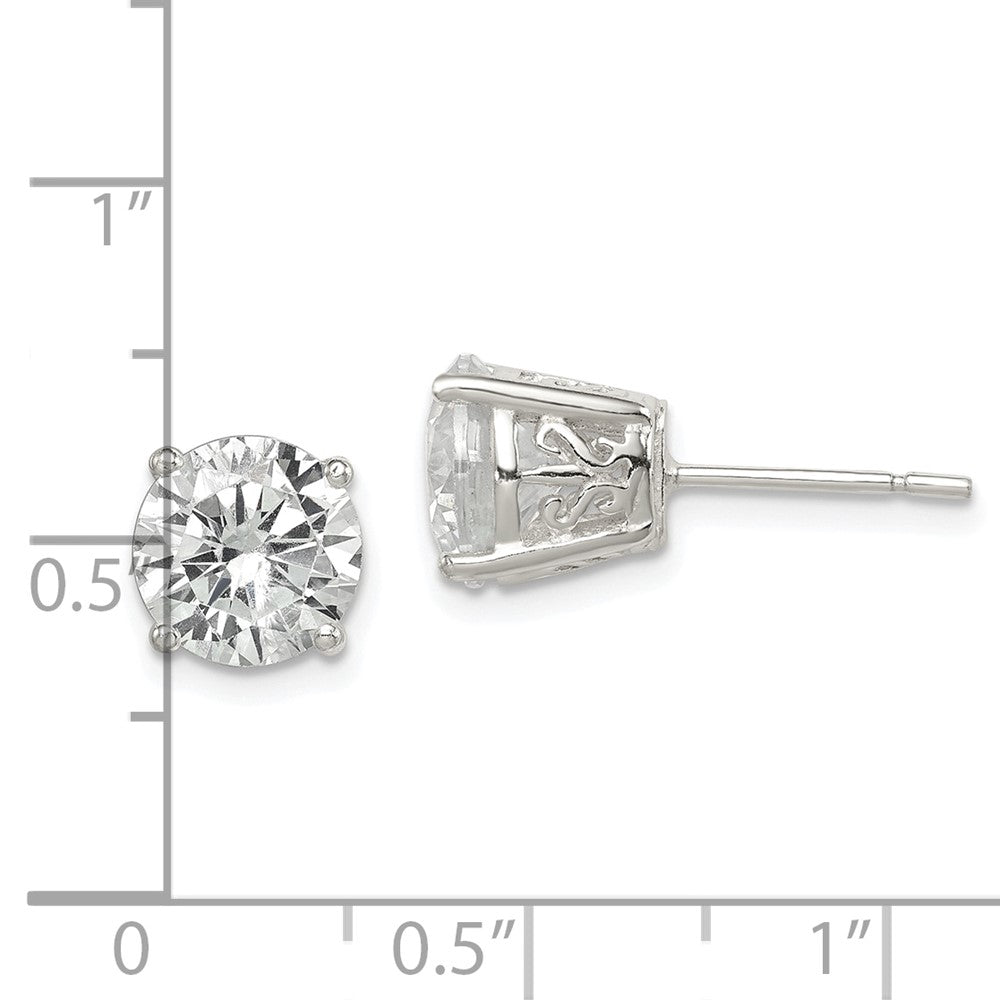 Sterling Silver Polished 8mm Round CZ Swirl Basket Set Stud Earrings