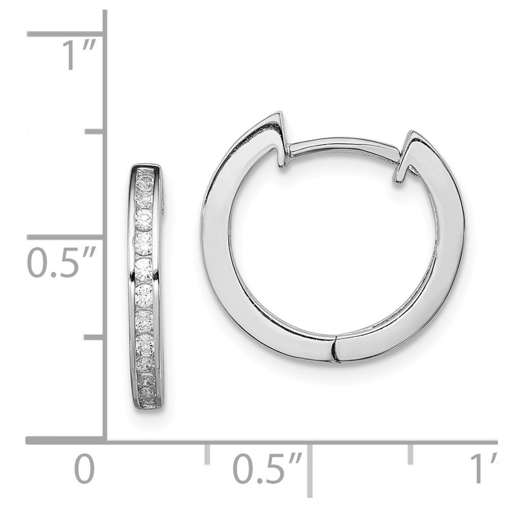 Sterling Silver Rhodium-plated In/Out PavÇ Hinged Hoop Earrings
