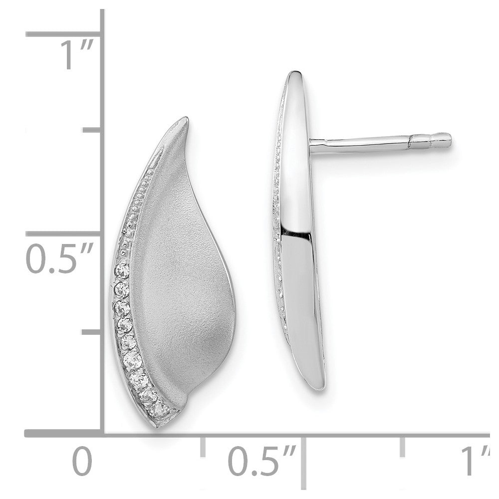 Sterling Silver Polished & Satin CZ Fancy Post Earrings