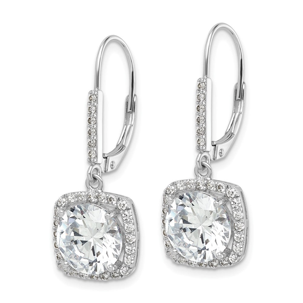 Sterling Silver Rhodium-plated Polished CZ Dangle Earrings