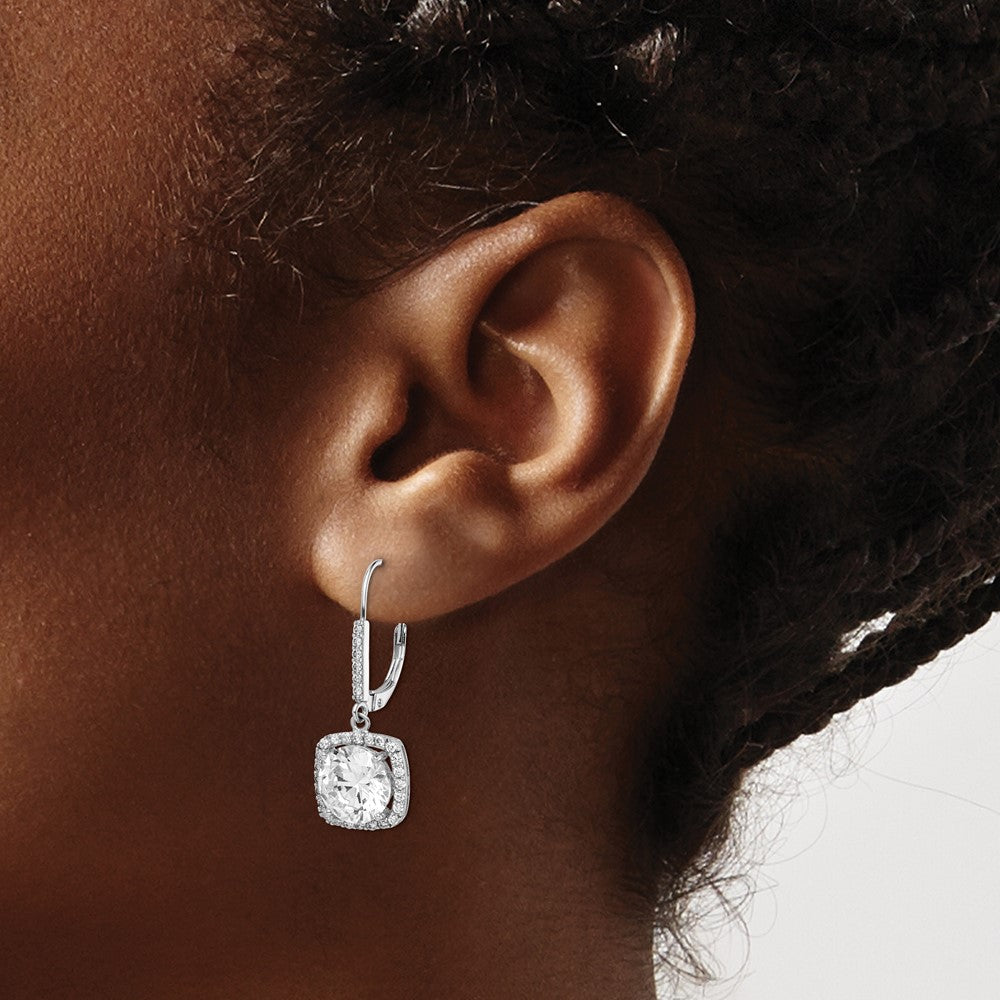 Sterling Silver Rhodium-plated Polished CZ Dangle Earrings