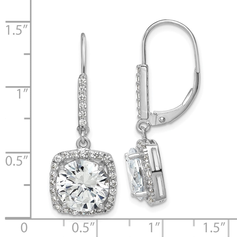 Sterling Silver Rhodium-plated Polished CZ Dangle Earrings