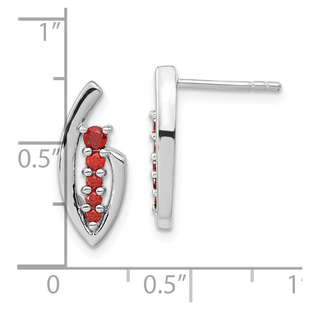 Sterling Silver Polished Red CZ Post Earrings