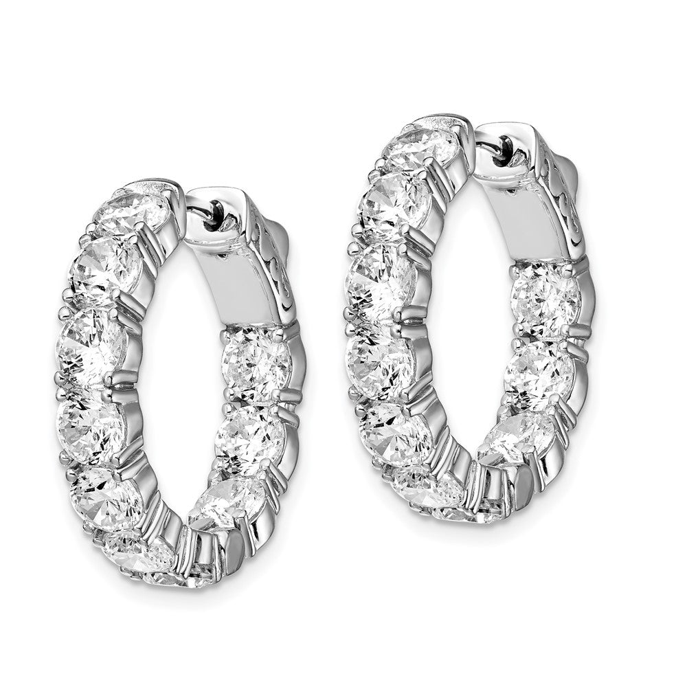 Sterling Shimmer Sterling Silver Rhodium-plated 20 Stone 4.25mm CZ In and Out Round Hinged Hoop Earrings