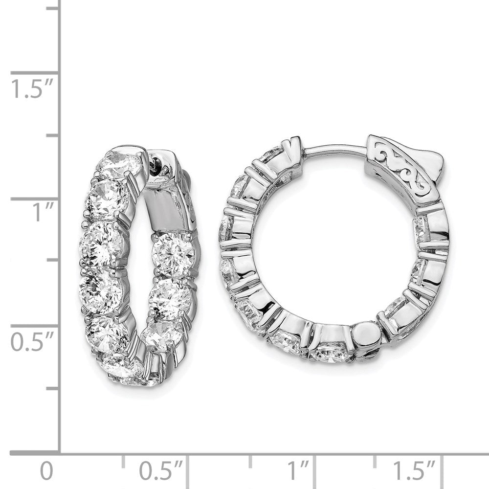 Sterling Shimmer Sterling Silver Rhodium-plated 20 Stone 4.25mm CZ In and Out Round Hinged Hoop Earrings