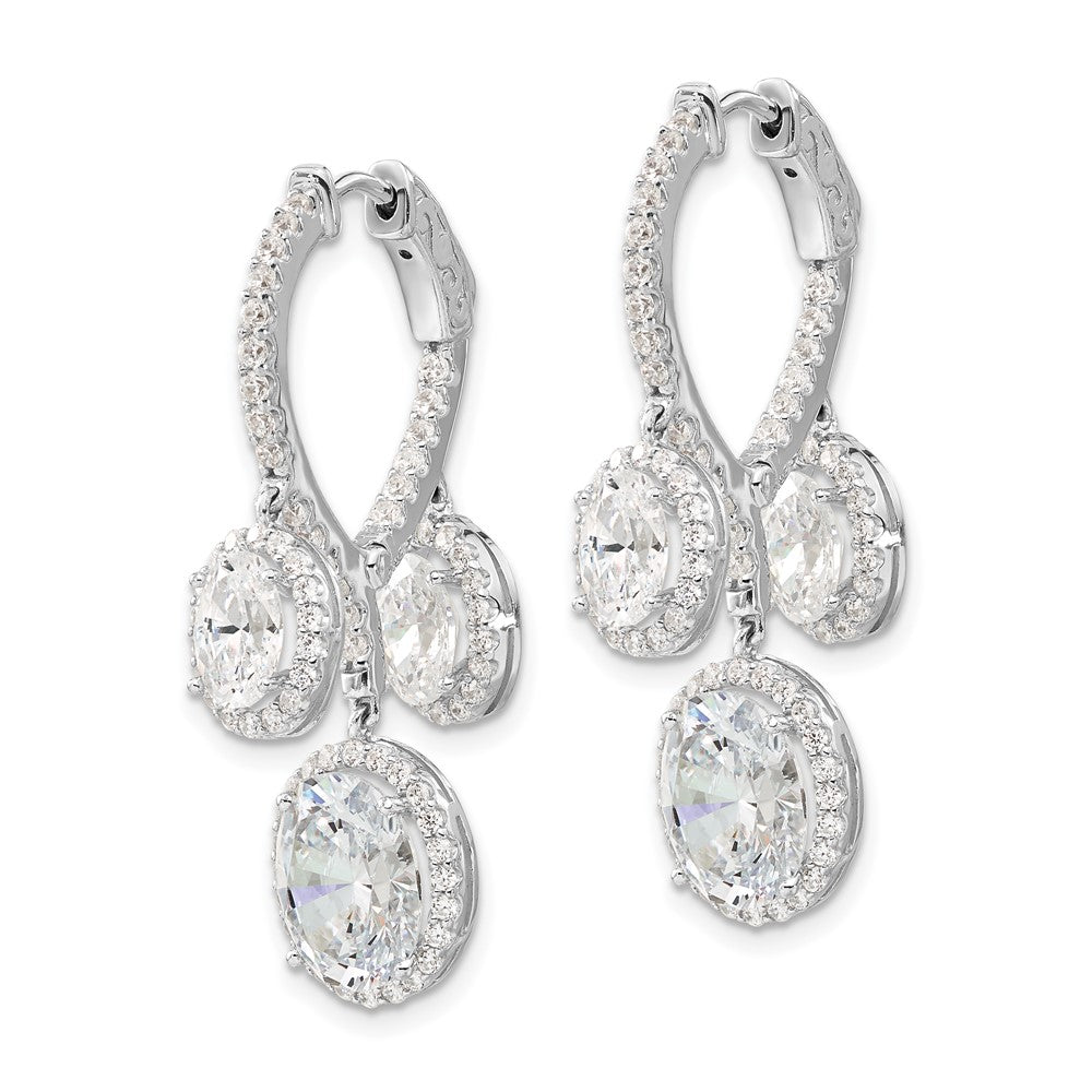 Sterling Silver Rhodium-plated Polished CZ Fancy Dangle In & Out Earrings