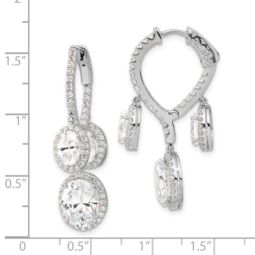 Sterling Silver Rhodium-plated Polished CZ Fancy Dangle In & Out Earrings