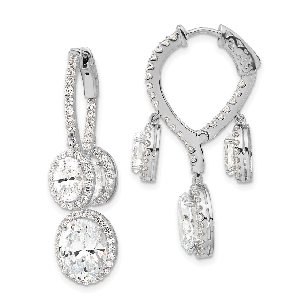 Sterling Silver Rhodium-plated Polished CZ Fancy Dangle In & Out Earrings