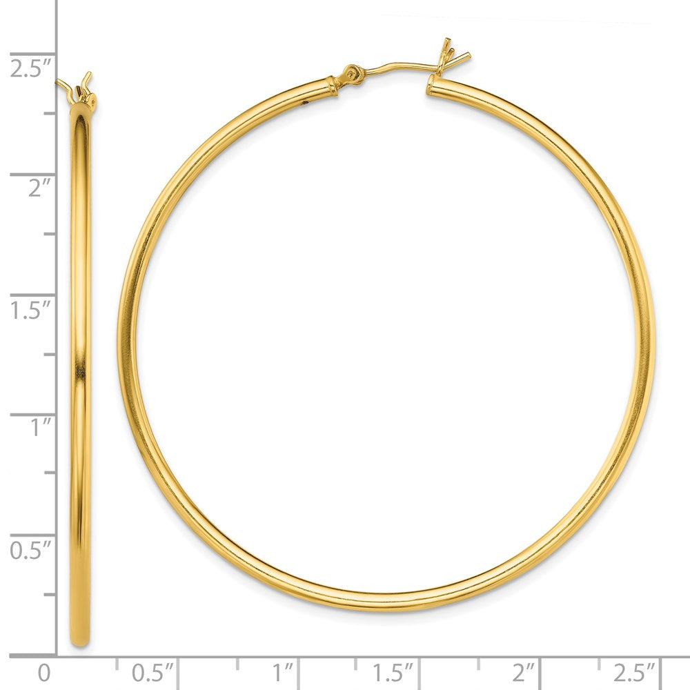 Sterling Silver Gold-Tone Polished 2x55mm Hoop Earrings