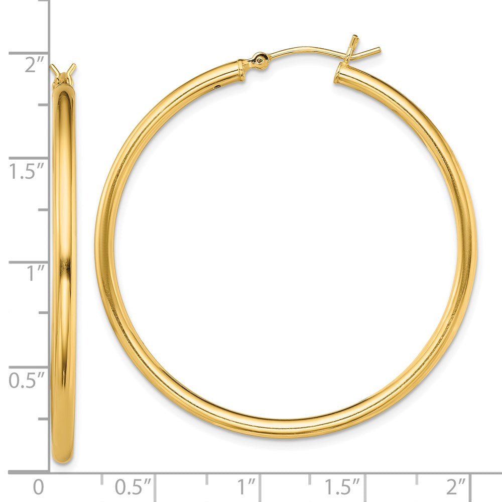 Sterling Silver Gold-Tone Polished 2x45mm Hoop Earrings