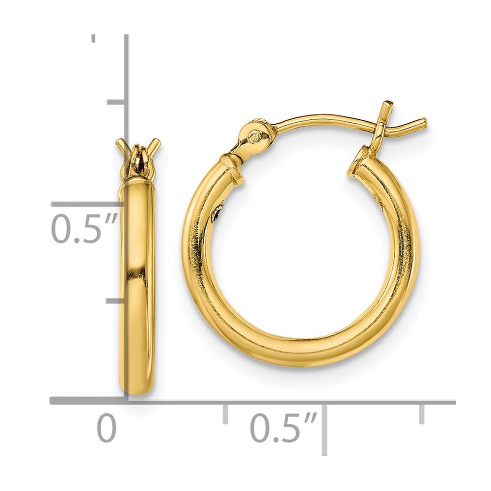Sterling Silver Gold-Tone Polished 2x15mm Hoop Earrings