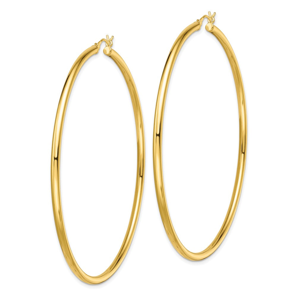 Sterling Silver Gold-Tone Polished 2.5x70mm Hoop Earrings